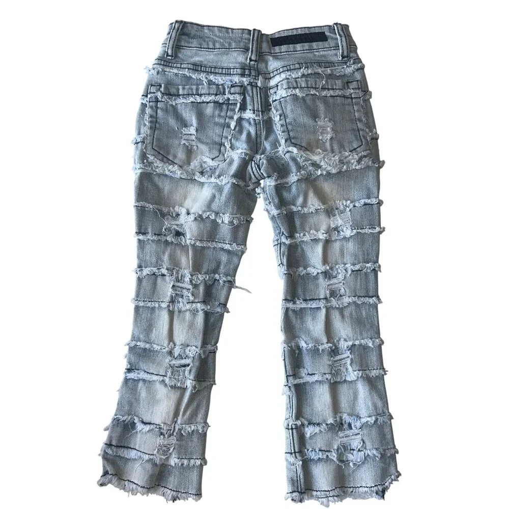 Boys Rockstar Original 2T Blue Sten Stacked Flare Jeans Distressed Denim